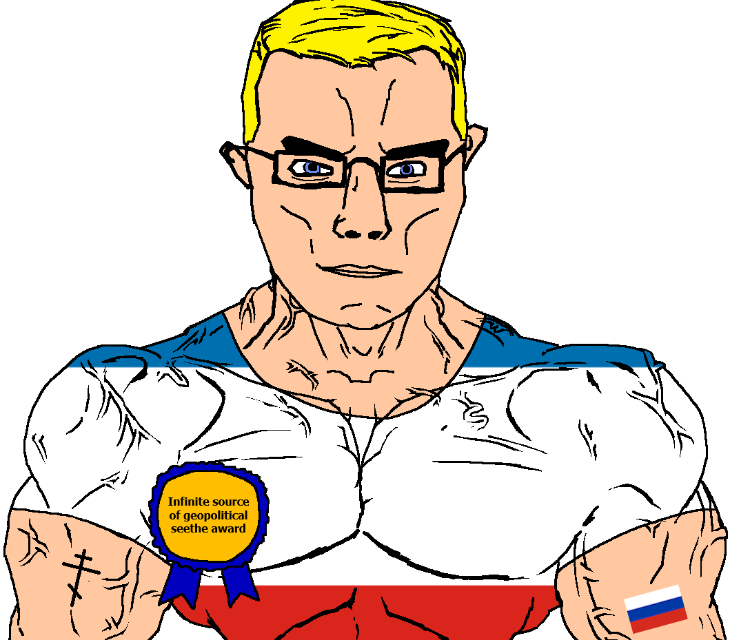 chudjak, chudjak front, muscular chud, arm, award, blonde hair, blue eyes, buff, christianity, closed mouth