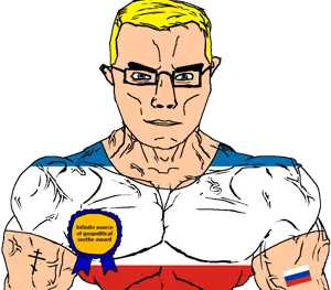 chudjak, chudjak front, muscular chud, arm, award, blonde hair, blue eyes, buff, christianity, closed mouth