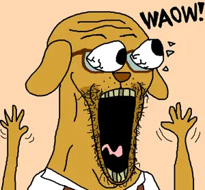 excited soyjak, soyak, waow, wewjak, jannyjak, animal, clothes, dog, dog ear, ear