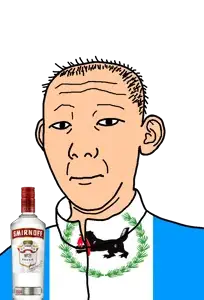 kuzjak, 1864, alcohol, animal, bottle, closed mouth, clothes, drink, ear, eating