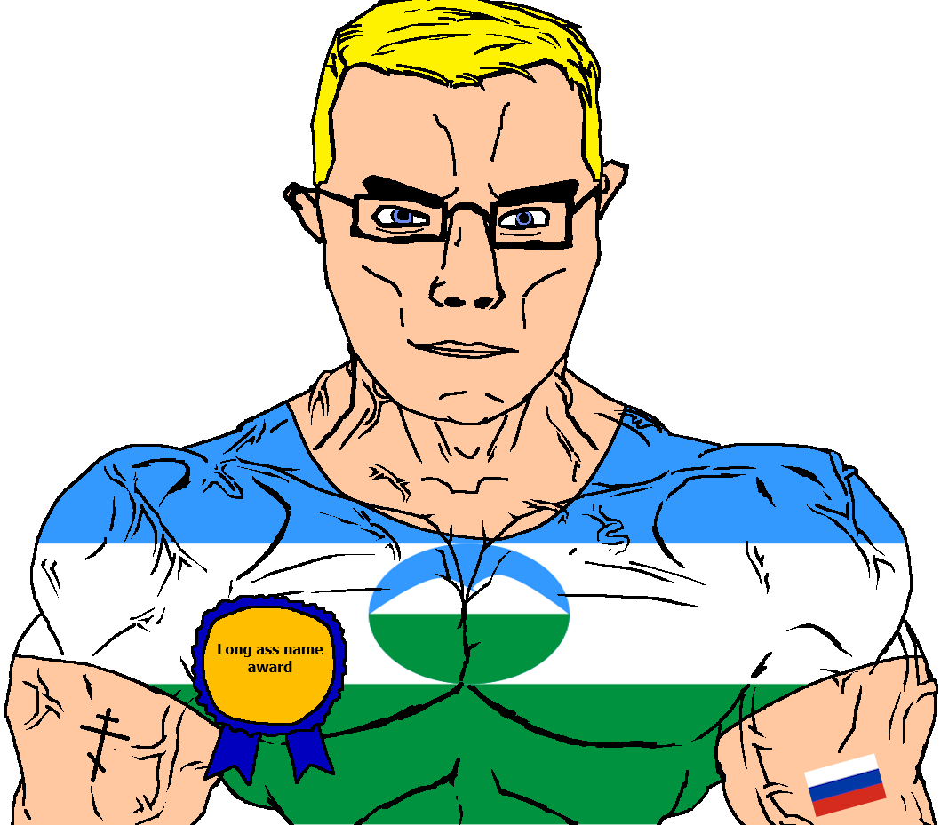 chudjak, chudjak front, muscular chud, arm, award, blonde hair, blue eyes, buff, christianity, closed mouth