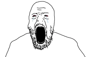 unknown, bloodhot eyes, crying, cryingying, gape, screaming, stubble, teeth, white background
