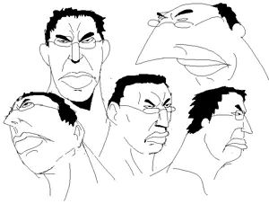 chudjak, 5soyjaks, closed mouth, drawing, glasses, hair, lips, multiple soyjaks, soyjak