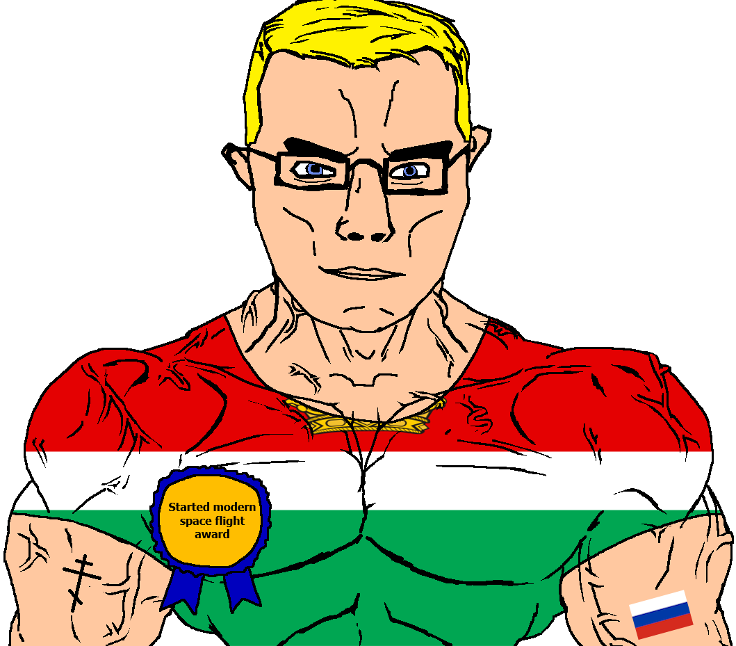chudjak, chudjak front, muscular chud, arm, award, blonde hair, blue eyes, buff, christianity, closed mouth