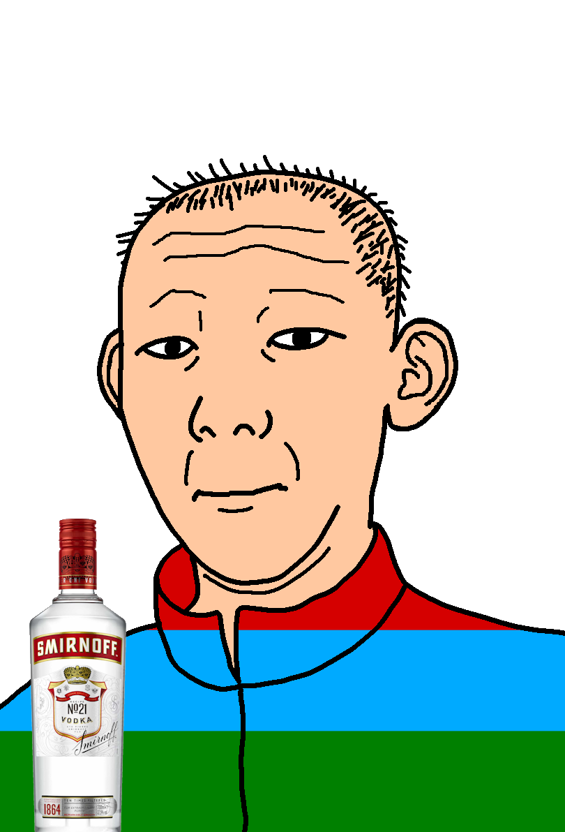 kuzjak, 1864, alcohol, bottle, closed mouth, clothes, drink, ear, flag, hair