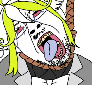 bernd, hanging troonjak, troonjak, ack, bloodshot eyes, clothes, crying, elux, funamusea, glasses