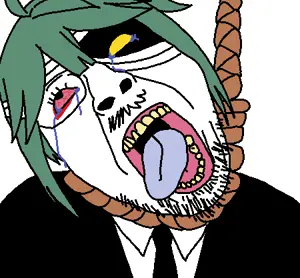 bernd, hanging troonjak, troonjak, ack, bloodshot eyes, clothes, crying, funamusea, glasses, green hair