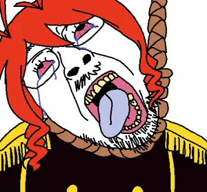 bernd, hanging troonjak, troonjak, ack, bloodshot eyes, clothes, crying, epaulettes, funamusea, glasses
