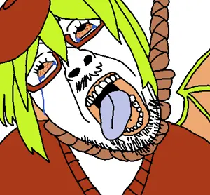 bernd, hanging troonjak, troonjak, ack, bloodshot eyes, clothes, crying, funamusea, glasses, green hair