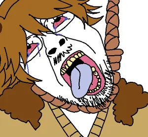 bernd, hanging troonjak, troonjak, ack, animal ears, bloodshot eyes, brown hair, clothes, crying, funamusea