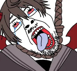 bernd, hanging troonjak, troonjak, ack, bloodshot eyes, brown hair, clothes, crying, funamusea, glasses