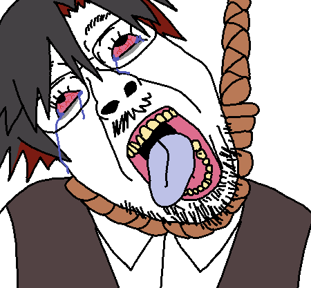 bernd, hanging ugly personjak, ugly personjak, ack, bloodshot eyes, clothes, crying, dark hair, fumus, funamusea