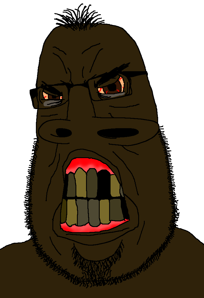 dersoylentdrinker, cobson, hairson, balding, black skin, bloodshot eyes, brown eyes, closed mouth, eyebags, glasses