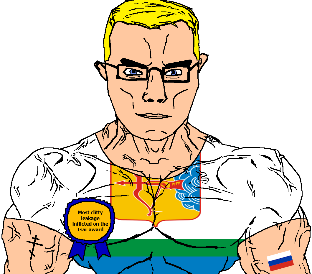 chudjak, chudjak front, muscular chud, arm, arrow, award, blonde hair, blue eyes, bow, buff