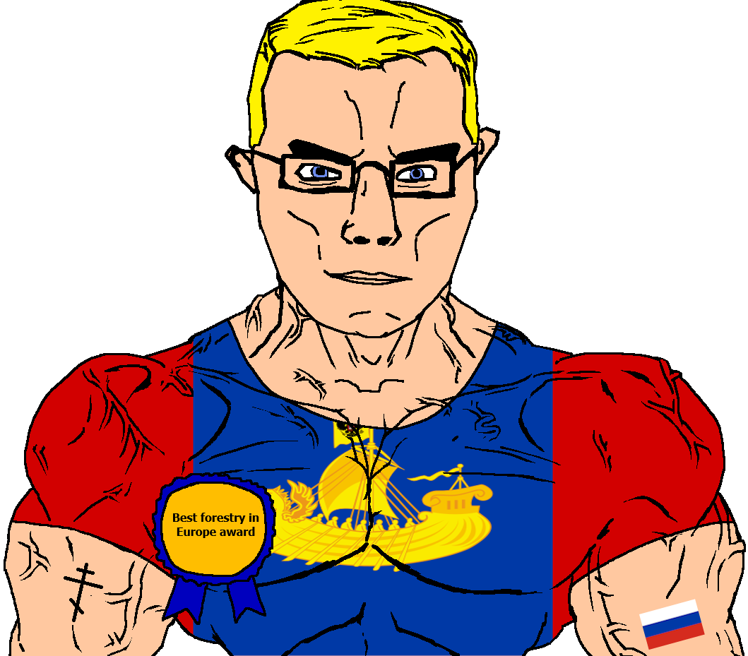 chudjak, chudjak front, muscular chud, arm, award, blonde hair, blue eyes, buff, christianity, closed mouth