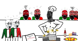 16649 - angry arm beard bloodshot_eyes buff chef clothes country crying flag fume gigachad glasses hand heinz holding_object italy kraft leg multiple_soyjaks open_mouth pizza red soyjak spaghetti stubble text varian.png