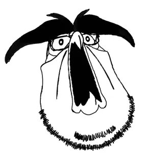 chugsjak, animal, beak, beard, bird, glasses, open mouth, owl