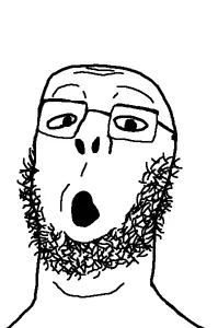 adams apple, beard, fallenchungus, glasses, long neck, neckbeard, open mouth, soyjak