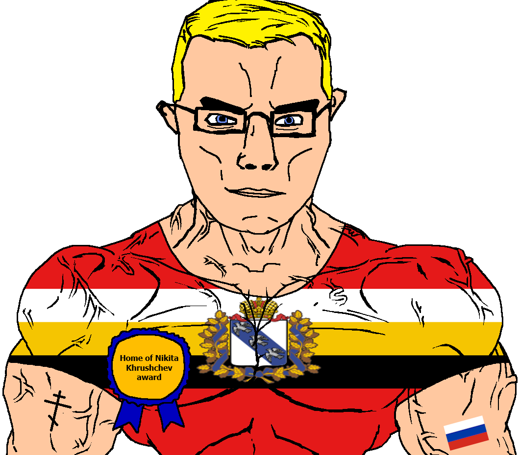 chudjak, chudjak front, muscular chud, animal, arm, award, bird, blonde hair, blue eyes, buff
