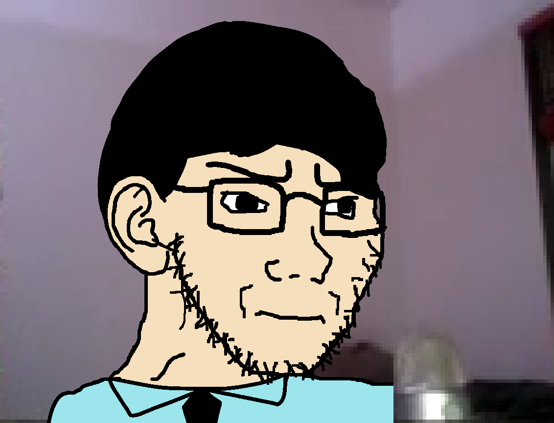 soyak, soyak (irritated), closed mouth, clothes, glasses, hair, ice poseidon, irl background, microphone, necktie
