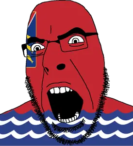 cobson, flag, full head, glasses, looking to the right, magadan oblast, oblast, open mouth, russia, soyjak