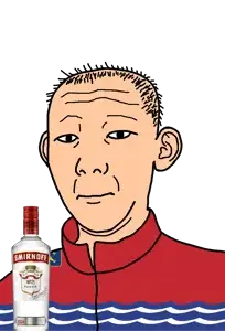kuzjak, alcohol, bottle, closed mouth, clothes, drink, ear, flag, hair, magadan oblast
