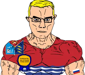 donald trump, chudjak, chudjak front, muscular chud, aryan, a10 eyes, award, blonde hair, blue eyes, buff