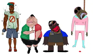 esl fnf pedo, jake, bernd, chudjak, markiplier soyjak, meximutt, hanging troonjak, jartycuck, patrick, troonjak