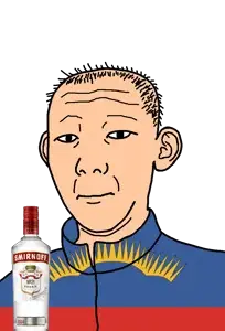 kuzjak, 1864, alcohol, bottle, closed mouth, clothes, drink, ear, flag, hair