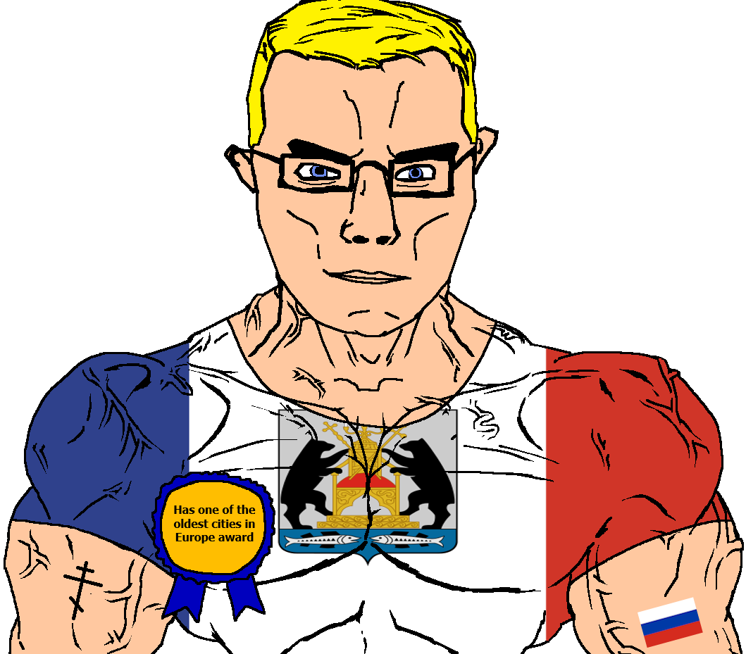 chudjak, chudjak front, muscular chud, animal, arm, award, bear, blonde hair, blue eyes, buff