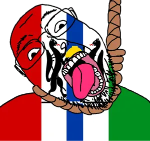 bernd, hanging troonjak, troonjak, ack, dead, flag, full body, glasses, hair, hanging