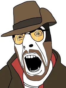 cobson, 1soyjak, clothes, glasses, hat, open mouth, pee, red team, sniper, teeth