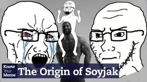 gigachad, excited soyjak, soyak, soyak (crying), soyak (irritated), 3soyjaks, arm, bloodshot eyes, closed eyes, concerned