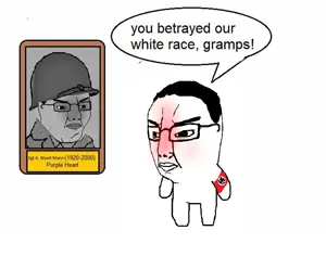 chudjak, 2soyjaks, angry, blush, closed mouth, distorted, full body, glasses, grandpa, hair