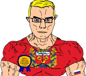 chudjak, chudjak front, muscular chud, anders army, animal, arm, army, award, bird, blonde hair