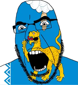 cobson, animal, flag, full head, glasses, hair, hands, looking to the right, oblast, open mouth