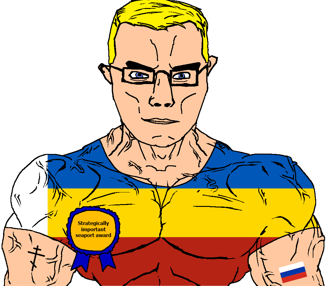 chudjak, chudjak front, muscular chud, arm, award, blonde hair, blue eyes, buff, christianity, closed mouth