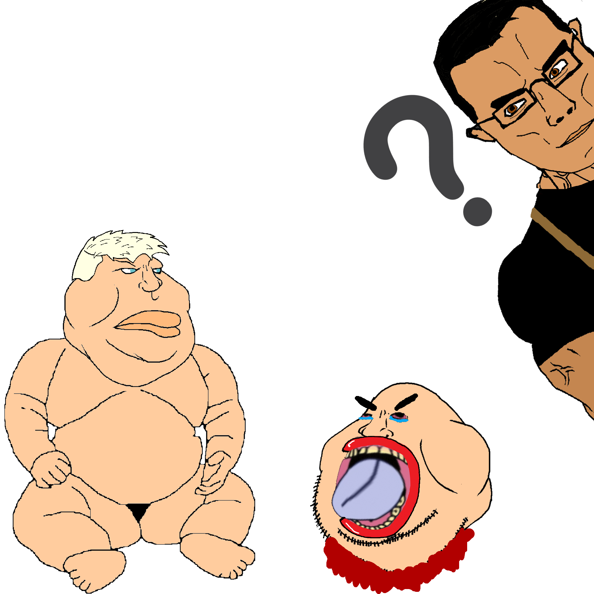 chudjak, meximutt, aryan, 3soyjaks, a10 eyes, angry, arm, baby, beheaded, blonde hair