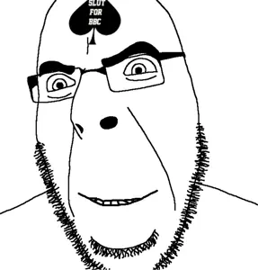 cobson, glasses, op took a selfie of xerself, queen of spades, smile, smug, soyjak, spade, stubble, tattoo