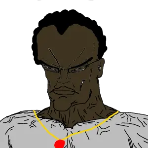 yakub, chudjak, perceptive chud, black skin, brown skin, buff, dark skin, glasses, hair, muscles
