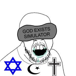 feraljak, christianity, crescent and star, cross, glasses, islam, judaism, mustache, open mouth, religion