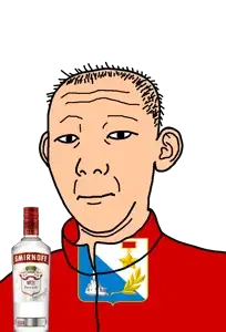 kuzjak, 1864, alcohol, bottle, closed mouth, clothes, drink, ear, flag, hair