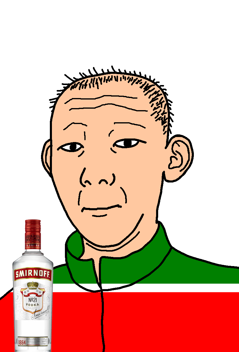 kuzjak, 1864, alcohol, bottle, closed mouth, clothes, drink, ear, flag, hair