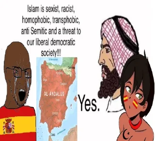 cryboy soyjak, brown eyes, brown skin, cope, crying, glasses, green eyes, iberia, islam, moro