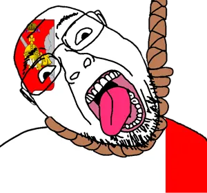 bernd, hanging troonjak, troonjak, ack, christianity, dead, flag, glasses, hanging, open mouth