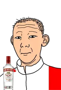 kuzjak, 1864, alcohol, bottle, christianity, closed mouth, clothes, drink, ear, flag