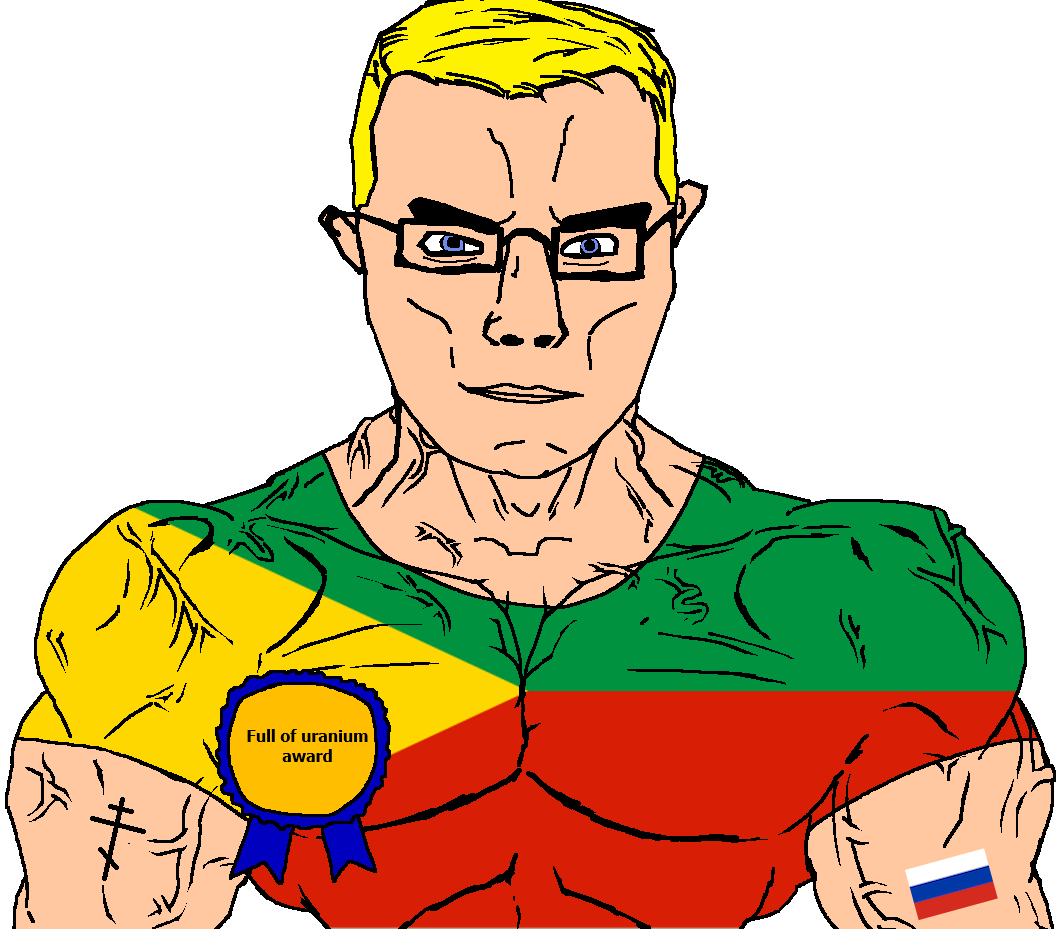 chudjak, chudjak front, muscular chud, arm, award, blonde hair, blue eyes, buff, christianity, closed mouth