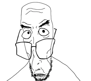 unknown, glasses, open eyes, open mouth, uncolored skin, white background