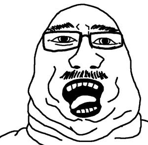 unknown, glasses, mustache, open mouth, uncolored skin, white background