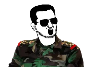 unknown, bashar alassad, beard, ear, glasses, hair, military uniform, open mouth, syria